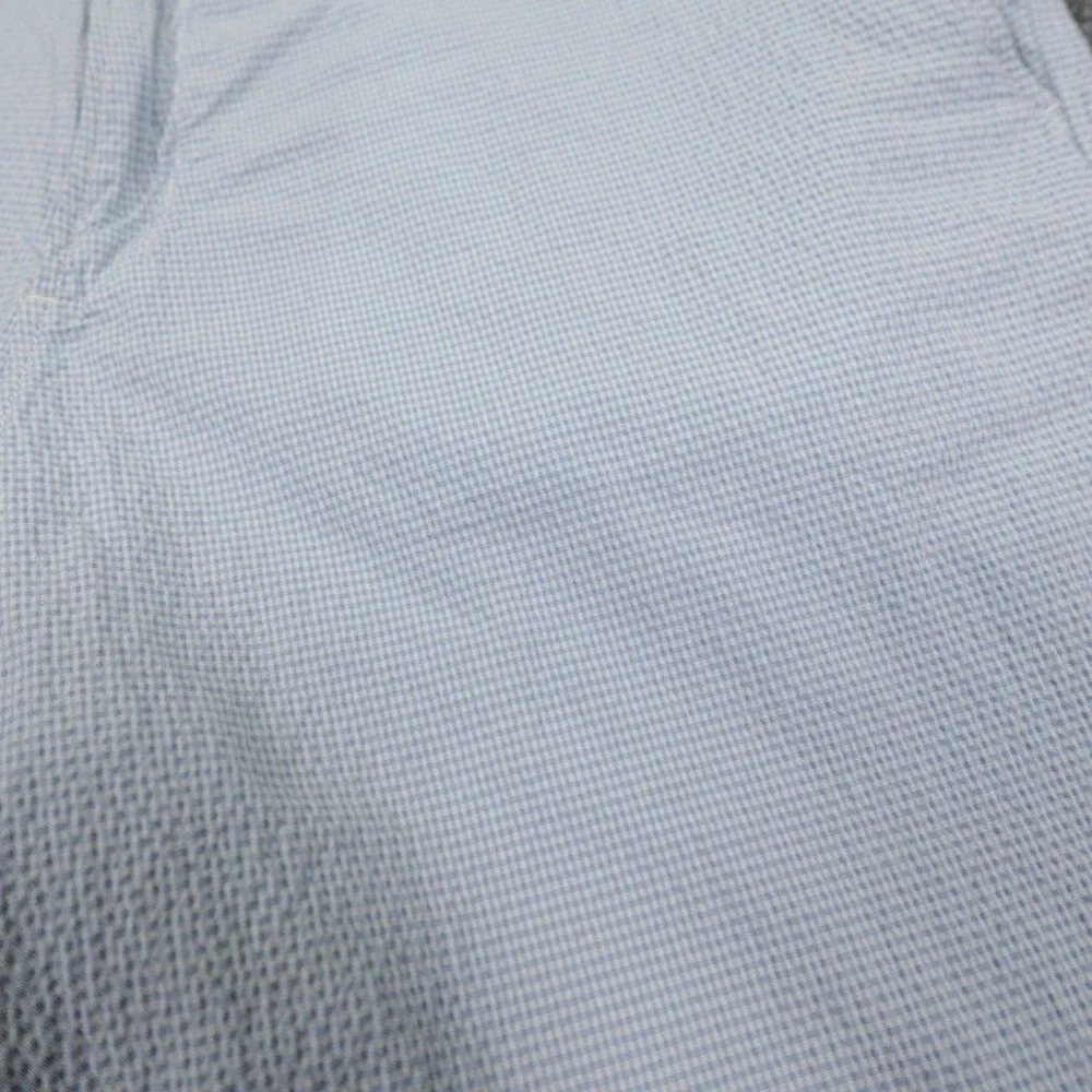 Lacoste Shorts Mens 36 Blue Check Seersucker Preppy Golf Casual Flat Front Chino